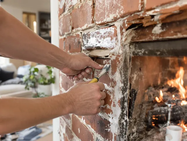 Routine fireplace repair by New Milford Chimney Sweep in New Milford, CT